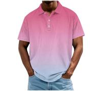 Work Shirts For Men,Long Sleeve Polo Shirts For Men,Men's Shirts Everyday Wear for Casual Gradient Summer Tops with Short Sleeves and Classic Button Style (S)