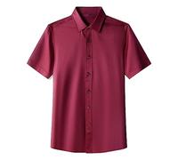 Work Shirts For Men Short Sleeve Formal Shirt Business-Mens Button Down Collar Shirts Leisure Shirts For Men Adult Lightweight Casual Hawaiian Shirts Soft Beach Shirt Turtle Neck Tops Red