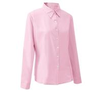 Work Shirts for Women Plus Size Long Sleeve Plain Dress Shirts Easy Care Non-Iron Poplin Shirts Fitted Stretch Executive Formal Smart Casual Business Office Interview Oxford Shirts Pink