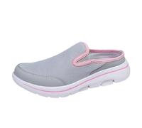 Work Shoes Women Couple Casual Solid Colour Wrapped Toe Flyweave Mesh Breathable Half Flip Flops Large Size Casual Shoes