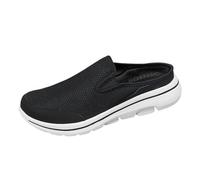 Work Shoes Women- Couple Casual Solid Colour Wrapped Toe Flyweave Mesh Breathable Half Flip Flops Large Size Casual Shoes Chic
