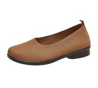 Work Shoes Women's Flat Women's Slippers Knitted Mesh with Round Toe Plain Wedge Heel Slip-On Comfortable Elegant Soft Sports Shoes Lightweight, coffee, 5 UK