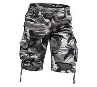 Work Shorts for Men Work Trousers - Male Summer Overalls Camouflage Casual Sports Pocket Button Large Size Washed Shorts (CE6 32)