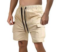 Work Shorts for Men Work Trousers - Men's Five Work Pants Plus Size Shorts Youth Loose Casual Shorts Pocket Drawstring Elastic Waist Design Casual Shorts (Khaki XXL)