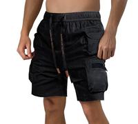 Work Shorts for Men Work Trousers - Men's Five Work Pants Plus Size Shorts Youth Loose Casual Shorts Pocket Drawstring Elastic Waist Design Casual Shorts (Black XXL)