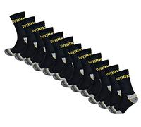 Work Socks 12 Pairs Of Men's Heavy Duty Ultimate Boot Sock Steel Toe Safety Site Workwear Black UK 7-11