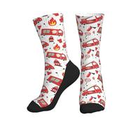Work Socks Fire Truck Winter Socks Comfort Crew Socks Cool Crazy Thick Socks 40Cm For Halloween, Valentine'S Day, Child