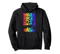 Work Sucks Lets Go To Ocean City Maryland Floral Surf Pullover Hoodie