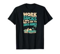 Work Sucks Lets Go to Santa Monica Floral Surf Vacation T-Shirt