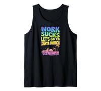 Work Sucks Lets Go to Santa Monica Floral Surf Vacation Tank Top