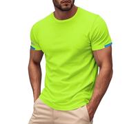 Work T Shirts for Men Solid Color Quick Drying Sports Night Run Round Neck Casual Short Sleeved T Shirt (Green, XXXL)
