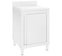 Work Table Cabinet Stainless Steel 2x60x60x96cm Silver w/10cm Backsplash,Adj.