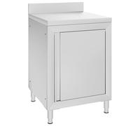 Work Table Cabinet Stainless Steel Silver 60x60x96 cm Pair with Backsplash - 2pc