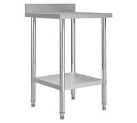 Work Table Stainless Steel 60x60x93cm Silver Commercial Prep Table with HD Shelf