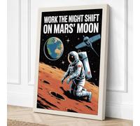 Work the Night Shift on Mars Canvas Wall Art Print 24x16 Inch (61 x 41 cm)