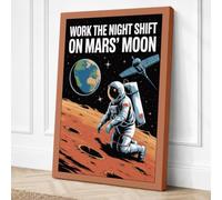 Work the Night Shift on Mars Canvas Wall Art Print 36x24 Inch (91 x 61 cm)