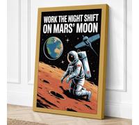 Work the Night Shift on Mars Canvas Wall Art Print 36x24 Inch (91 x 61 cm)
