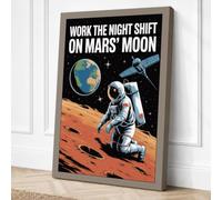 Work the Night Shift on Mars Canvas Wall Art Print 36x24 Inch (91 x 61 cm)
