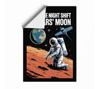 Work the Night Shift on Mars Retro Unframed Wall Art Print A4 (29.7×21cm), Wall Decor for Living Room, Bedroom, Office & Home, Art Gift