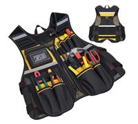 Work Tool Vest - Multi Pocket Fabric Organizer, Hands Free Jobsite Storage Apparel, Utility Carry System with Reinforced Stitching Support | Practical Equipment Wear for Carpenter Electrician Tasks