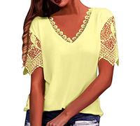 Work Tops for Women UK Fashion Womens Oversize Fit V Neck Top Ladies Baggy Plus Size Batwing Casual T Shirt Sizes 8-24 Polo Shirts for Women UK Tshirts (Yellow, M)