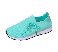 Work Trainers Sneakers Women 2023 New Europe and The States and The States Fly Weaving Solid Color Casual Top Sneakers (Green, 5)