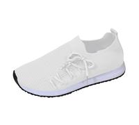 Work Trainers Sneakers Women 2023 New Europe and The States and The States Fly Weaving Solid Color Casual Top Sneakers (White, 5.5)