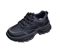 Work Trainers Women's Sports Shoes Spring Summer and Autumn Student Korean Style All Thick Single Shoes Women's Sports Shoes Women's Street Cleats 2-sxk Friends Sneaker (Black, 4.5)