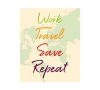 Work Travel Save Repeat Map Background Sweatshirt - White - XXL - White