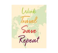 Work Travel Save Repeat Map Background Women's T-Shirt - White - M