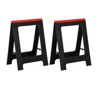 Work Trestle Pair Foldable Black/Red PP 58x41.5x77cm 175kg Non-Slip Set of 2pcs