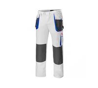 WORK TROUSERS Combat Style Multi Pocket Heavy Duty Pants Knee Pad White with Blue inserts Painter's Trousers (40W 34L, White Withouth Kneepads)