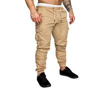 Work Trousers for Men Black Combat Trousers with Multi Pockets Men Elasticated Waist Regular Fit Drawstring Cargo Pants Slim fit Work Trouser Outdoor Walking Mens Hiking Trouser Workwear