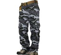 Work Trousers for Men Cargo Multi-Pockets Tactical Workwear Trouser Solid Color Loose Fit Cotton Combat Workwear Pants for Daily Work and Leisure Activities (Blue, 30)