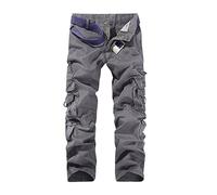 Work Trousers for Men UK Solid Combat Multi Pockets Cargo Trousers Cotton Classic Relaxed Fit Cargo Trouser Lightweight Comfy Hiking Climbing Fishing Trouser Outdoor Multifunction Workwear Men Grey