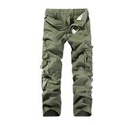 Work Trousers for Men UK Solid Combat Multi Pockets Cargo Trousers Cotton Classic Relaxed Fit Cargo Trouser Lightweight Comfy Hiking Climbing Fishing Trouser Outdoor Multifunction Workwear Men