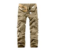 Work Trousers for Men UK Solid Combat Multi Pockets Cargo Trousers Cotton Classic Relaxed Fit Cargo Trouser Lightweight Comfy Hiking Climbing Fishing Trouser Outdoor Multifunction Workwear Men