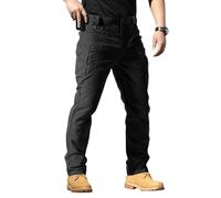 Work Trousers for Men Utility Durable Cargo Trousers Solid Military Tactical Trouser with Multi Pockets Casual Comfort Cargo Pants Loose Fit Outdoor Combat Hiking Work Trouser Workwear Men Black