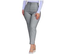 Work Trousers for Women UK Elegant Solid Smocked Wear Stylish Formal Suit Pants for Ladies Working Office Wear Classic High Waist Womens Summer Autumn Bottom Feminine Pull on Pants