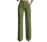 Work Trousers for Women UK Ladies Elegant Slim Fit Office Smart Stretch Suit Pants with Pockets Wide Leg Bootcut Yoga Palazzo Tummy Control Jogging Tailored High Elastic Waist Bottom Business Workout