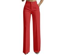 Work Trousers for Women UK Ladies Elegant Slim Fit Office Smart Stretch Suit Pants with Pockets Wide Leg Bootcut Yoga Palazzo Tummy Control Jogging Tailored High Elastic Waist Bottom Business Workout