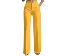 Work Trousers for Women UK Ladies Elegant Slim Fit Office Smart Stretch Suit Pants with Pockets Wide Leg Bootcut Yoga Palazzo Tummy Control Jogging Tailored High Elastic Waist Bottom Business Workout