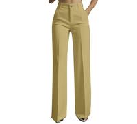Work Trousers for Women UK Ladies Elegant Slim Fit Office Smart Stretch Suit Pants with Pockets Wide Leg Bootcut Yoga Palazzo Tummy Control Jogging Tailored High Elastic Waist Bottom Business Workout