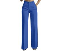 Work Trousers for Women UK Ladies Elegant Slim Fit Office Smart Stretch Suit Pants with Pockets Wide Leg Bootcut Yoga Palazzo Tummy Control Jogging Tailored High Elastic Waist Bottom Business Workout