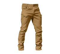 Work Trousers Men Clearance, Men's Tactical Combat Military Trousers, Outdoor Work Cargo Casual Pants Workwear Trousers with Multi-Pocket Size 8 10 12 14,Brown,L,U12A