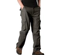 Work Trousers Men Cotton Cargo Trousers with 6 Pockets Loose Fit Durable and Practical Outdoor Combat Pants for Camping Hiking Fishing Casual Wear