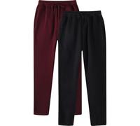 Work Trousers Men Hip Hop Trousers Casual Plain Training Trousers with Cuffs for Lacing and Pocket, Pack of 2 Men's Trousers Fabric Stretch, Wine Red, M