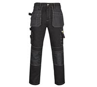 Work Trousers Men Multi Pockets Work Utility & Safety Trousers with Holster and Knee Pad Pockets Ideal Work Pant for Site Work Builders Electricians Gardening Workwear Trouser Men Black