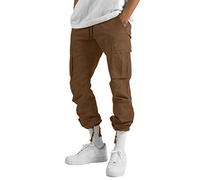 Work Trousers Men Stretch Fit,Cotton Cargo Trousers Mens UK Elastic Waist Utility Relaxed Drawstring Cuffed Jogging Tracksuits Trekking Pants Bottom Breathable Camping Traveling Loungewear