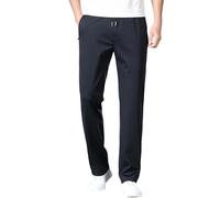 Work Trousers Men Stretch Fit - Slim Fit Formal Trousers Straight-Fit Wrinkle-Resistant Dress Pants Joggers Tracksuit Bottoms Lightweight Training Trousers Elasticated Waist Drawstring Trousers Navy